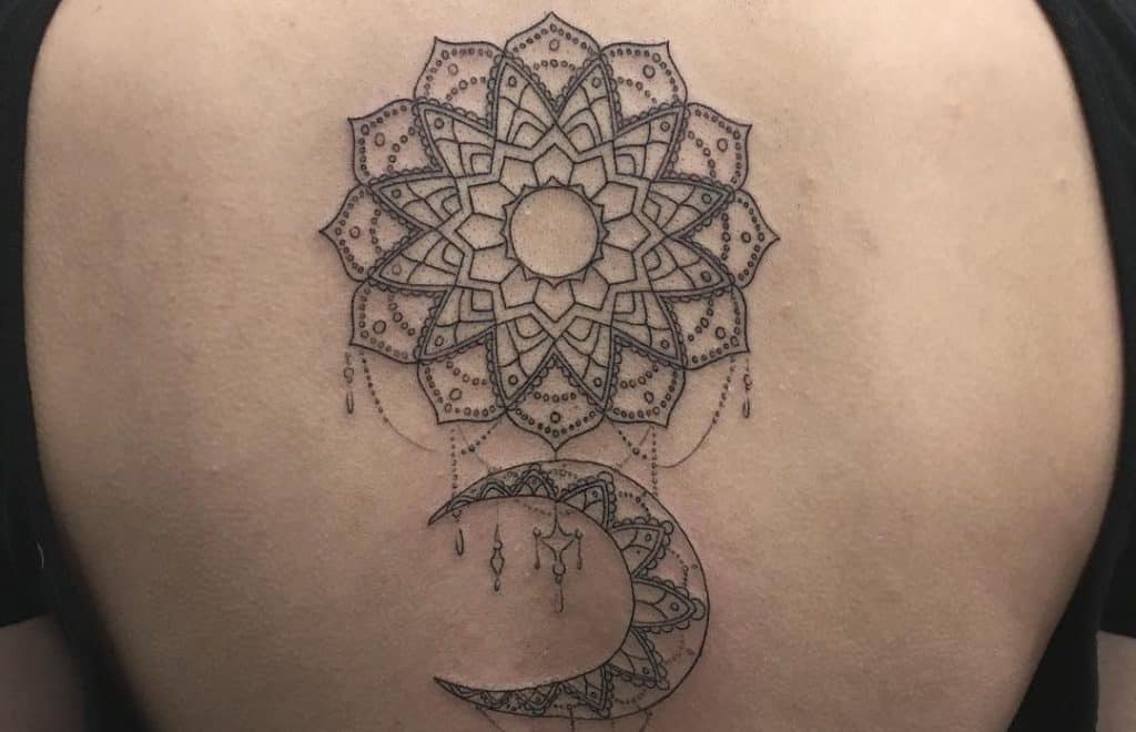 Intricate Fine Line Tattoo on a clients back
