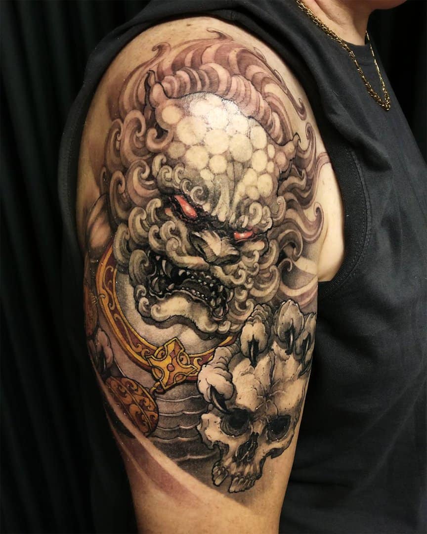 Asian Lion Tattoo