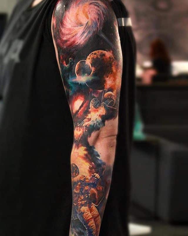 Space Sleeve Tattoo - Color Realism