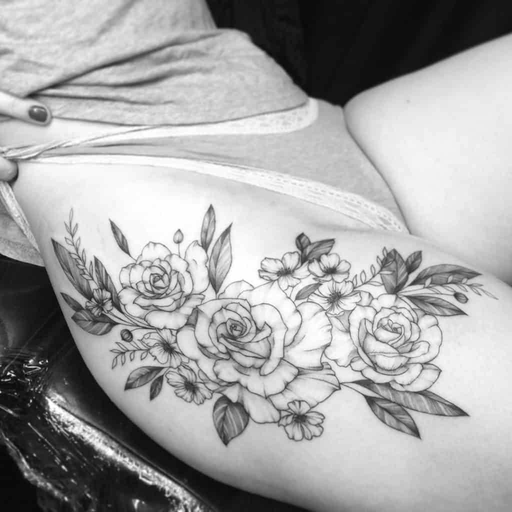 Fineline Rose Tattoo