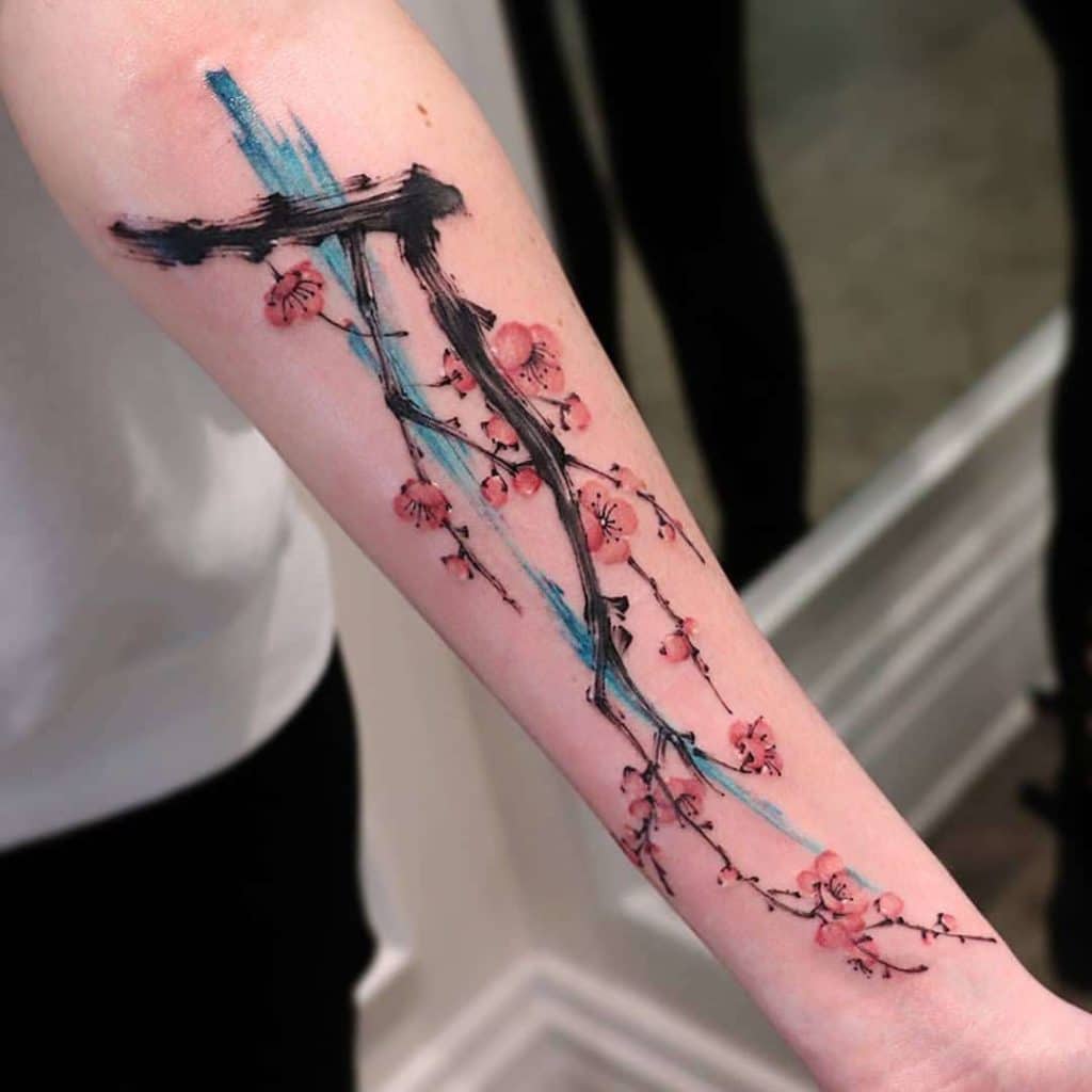 cherry blossom brushstroke